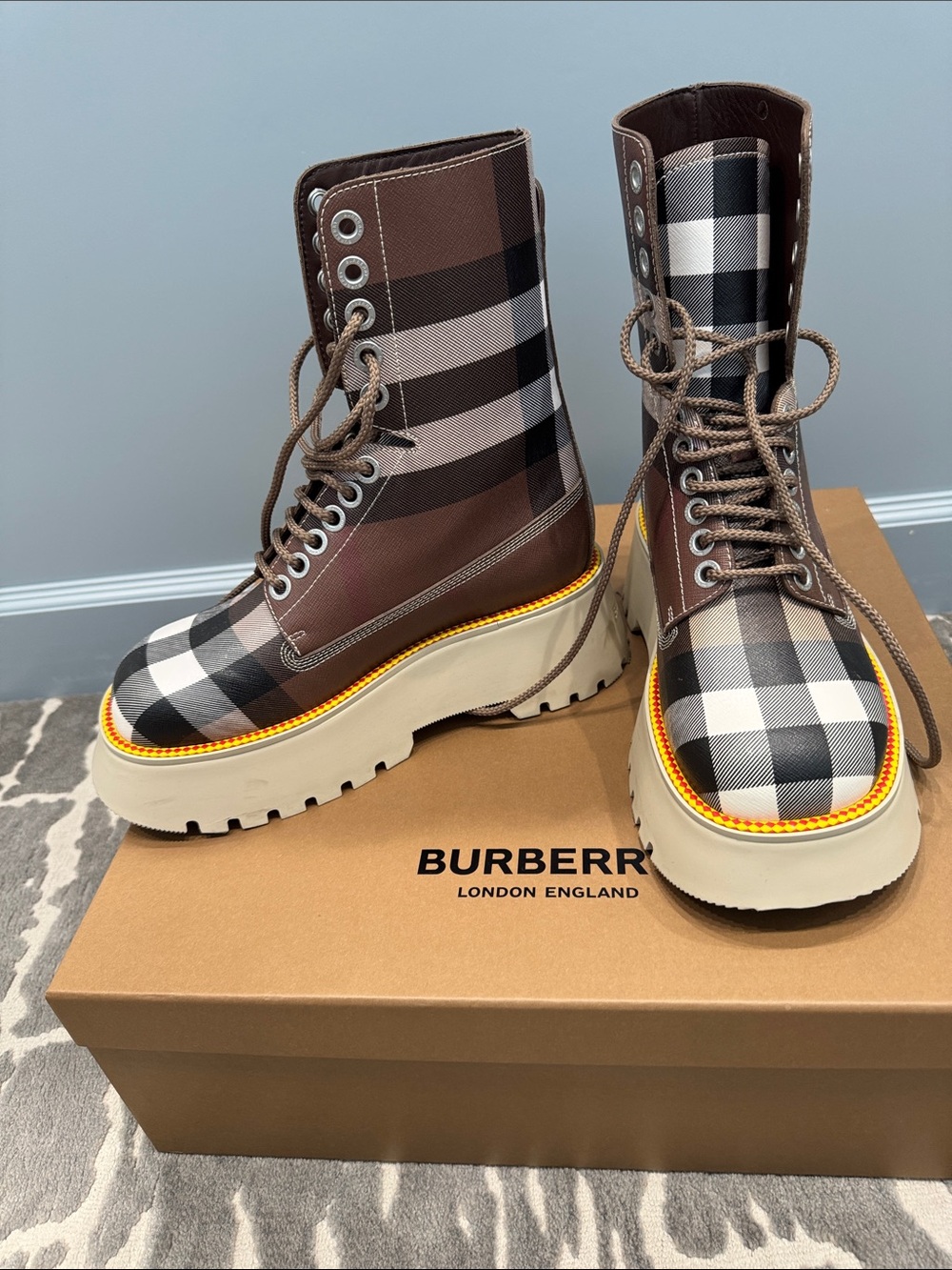 Burberry Mason Check Platform Hiker Boots